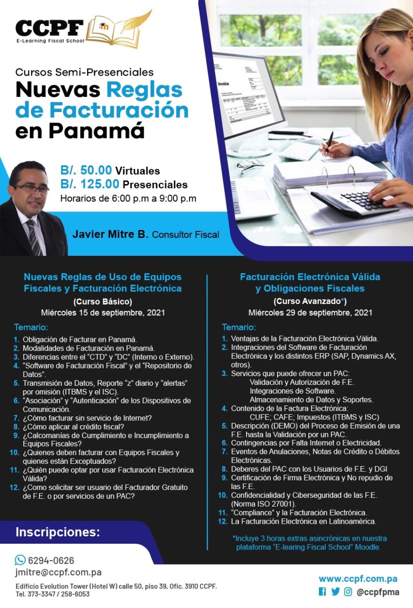 Curso Facturación Electrónica Válida y Obligaciones Fiscales (Curso Avanzado*) 29 de septiembre 2021